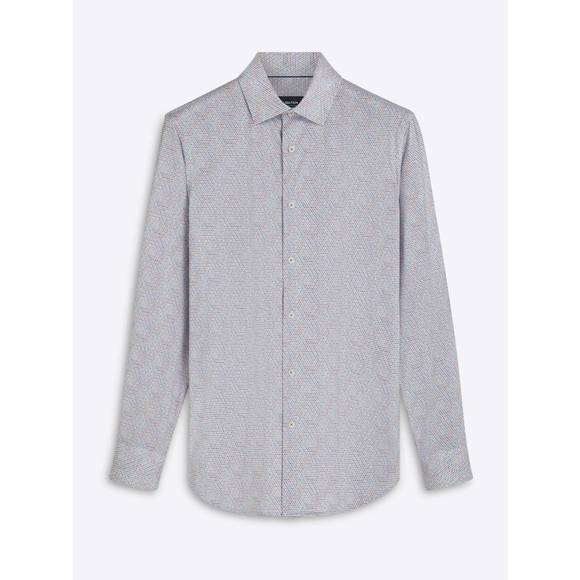 NEW BUGATCHI UOMO men's hexagonal sport shirt in gray - Picture 1 of 2
